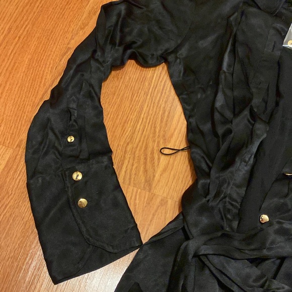 J. Crew Black Satin Dress w/ Belt & Gold Buttons in NWOT! - Picture 5 of 8